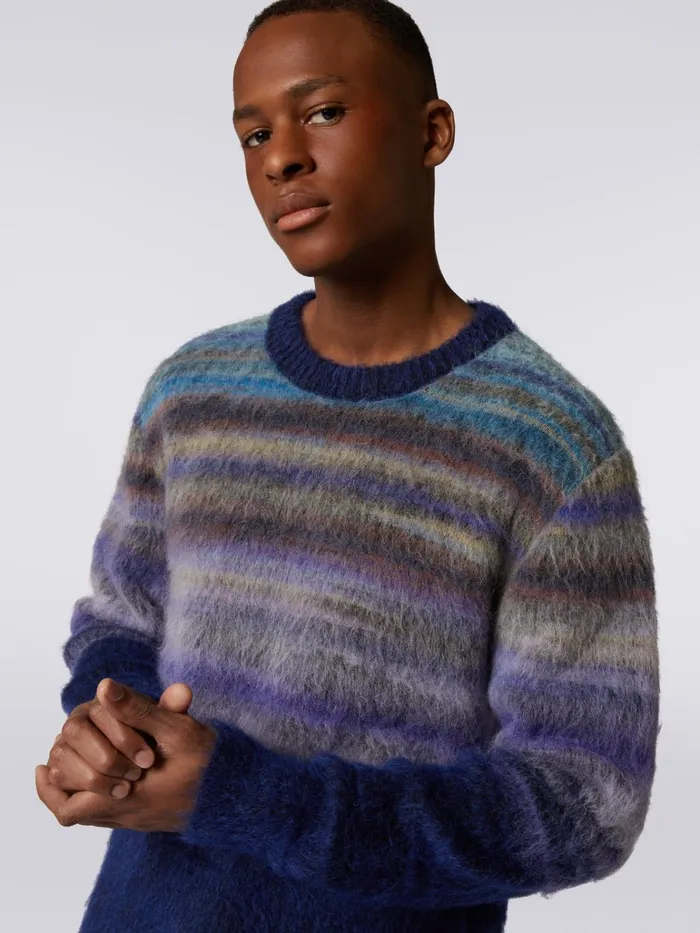 Men CrewNeck Jumper In Slub Mohair Multicoloured Missoni Knitwear Men CrewNeck Jumper In Slub Mohair Multicoloured Missoni Knitwear