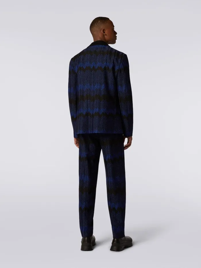 Men DoubleBreasted Viscose Chevron Jacket With Lurex Blue Missoni Coats and Jackets Men DoubleBreasted Viscose Chevron Jacket With Lurex Blue Missoni Coats and Jackets