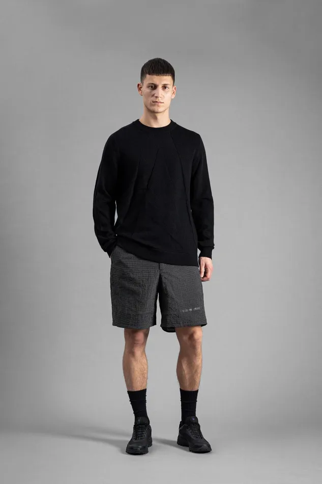 Men Hybrid Merino Monogram Black Norse Projects Knitwear