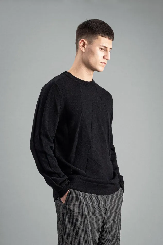 Men Hybrid Merino Monogram Black Norse Projects Knitwear