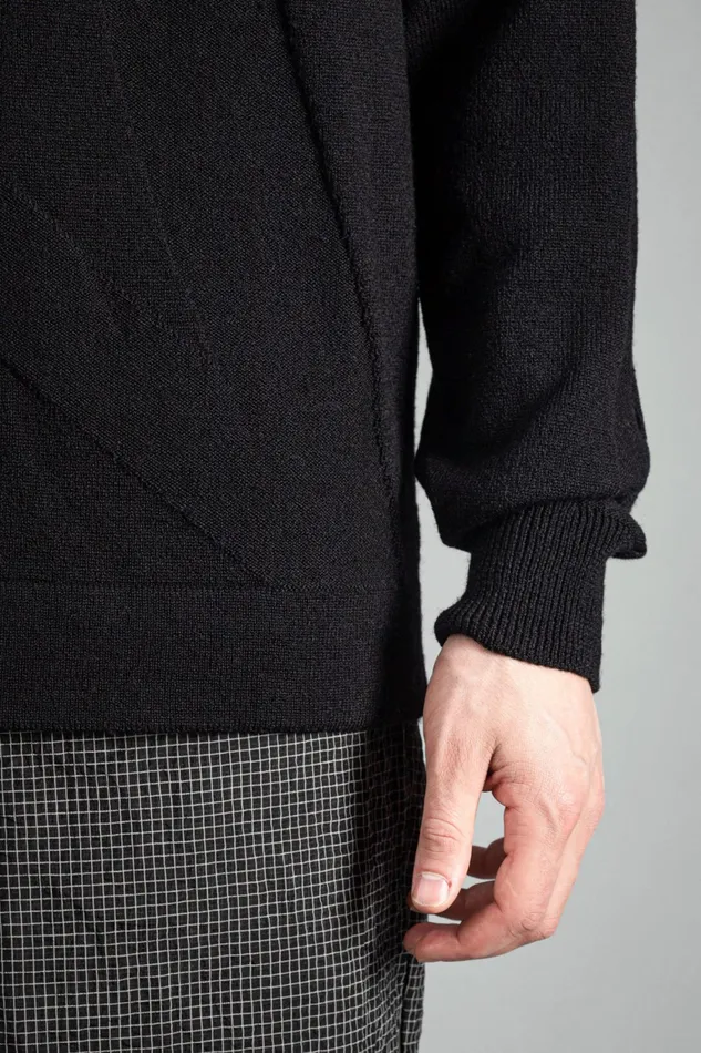 Men Hybrid Merino Monogram Black Norse Projects Knitwear