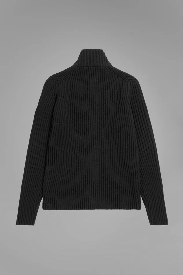 Men Hybrid Rib Zip Jacket Stretch Wool Black Norse Projects Knitwear