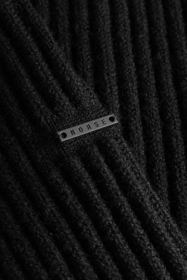 Men Hybrid Rib Zip Jacket Stretch Wool Black Norse Projects Knitwear