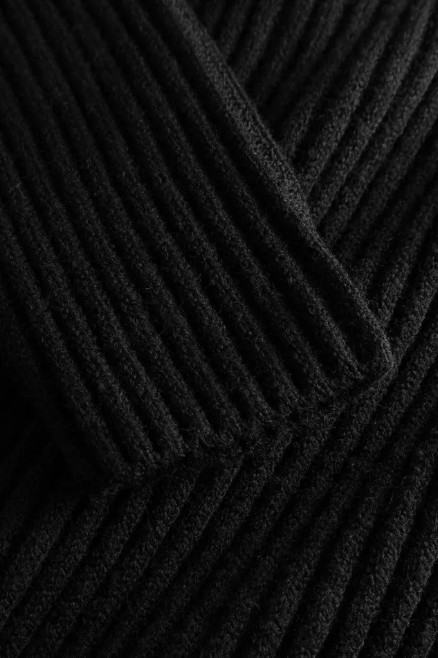 Men Hybrid Rib Zip Jacket Stretch Wool Black Norse Projects Knitwear