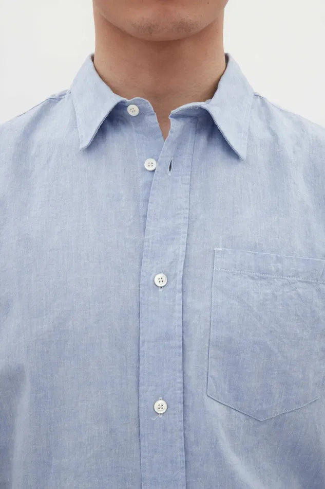Men Ivan Relaxed Cotton Linen SS Shirt Pale Blue Norse Projects Shirting