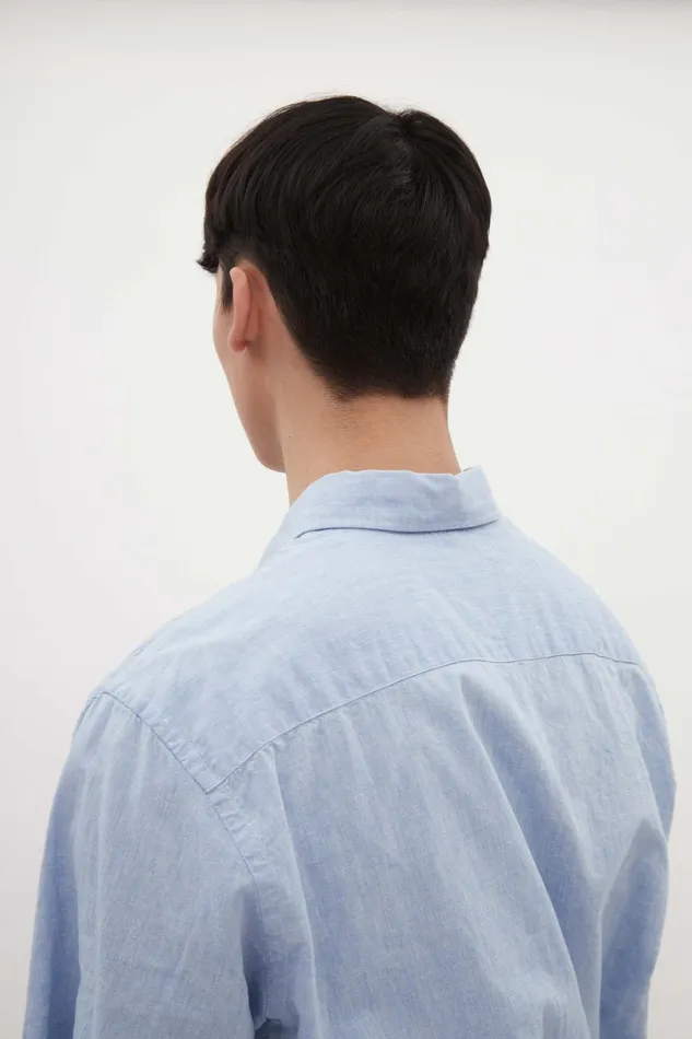 Men Ivan Relaxed Cotton Linen SS Shirt Pale Blue Norse Projects Shirting