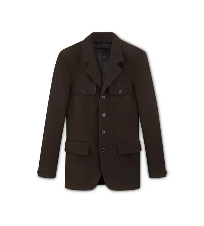 Men Jackets Tom Ford Tailored Military Jacket Dark Brown