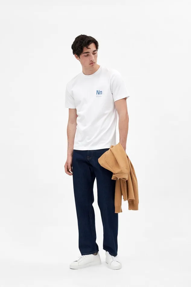 Men Jakob Interlock Nn Print TShirt White Norse Projects TShirts