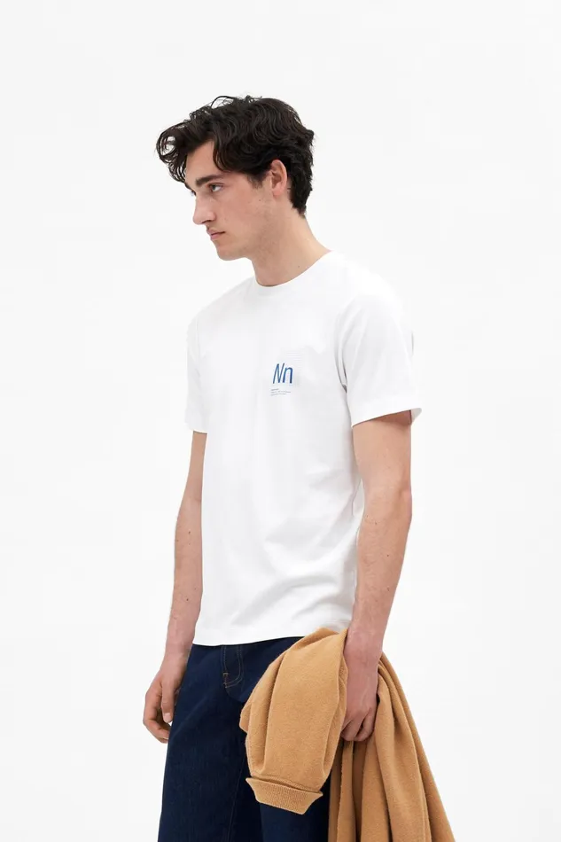 Men Jakob Interlock Nn Print TShirt White Norse Projects TShirts