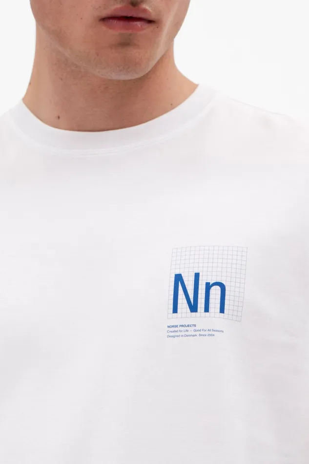 Men Jakob Interlock Nn Print TShirt White Norse Projects TShirts