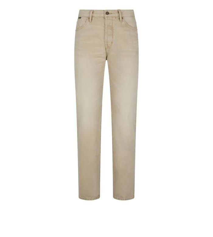 Men Jeans Tom Ford Pale Beige Standard Fit Denim Beige