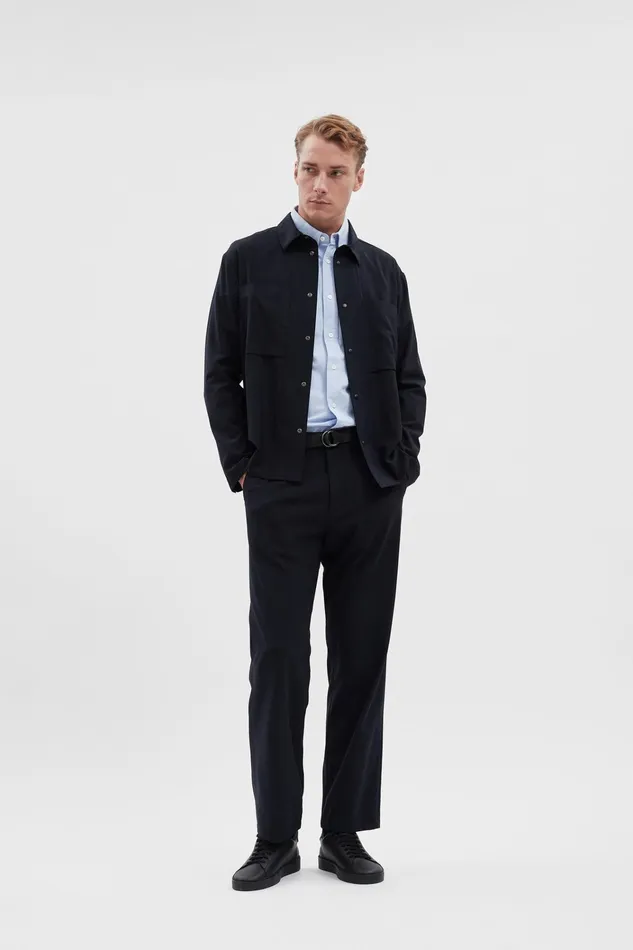 Men Jens Cordura Tech Wool Overshirt Dark Navy Norse Projects Overshirts