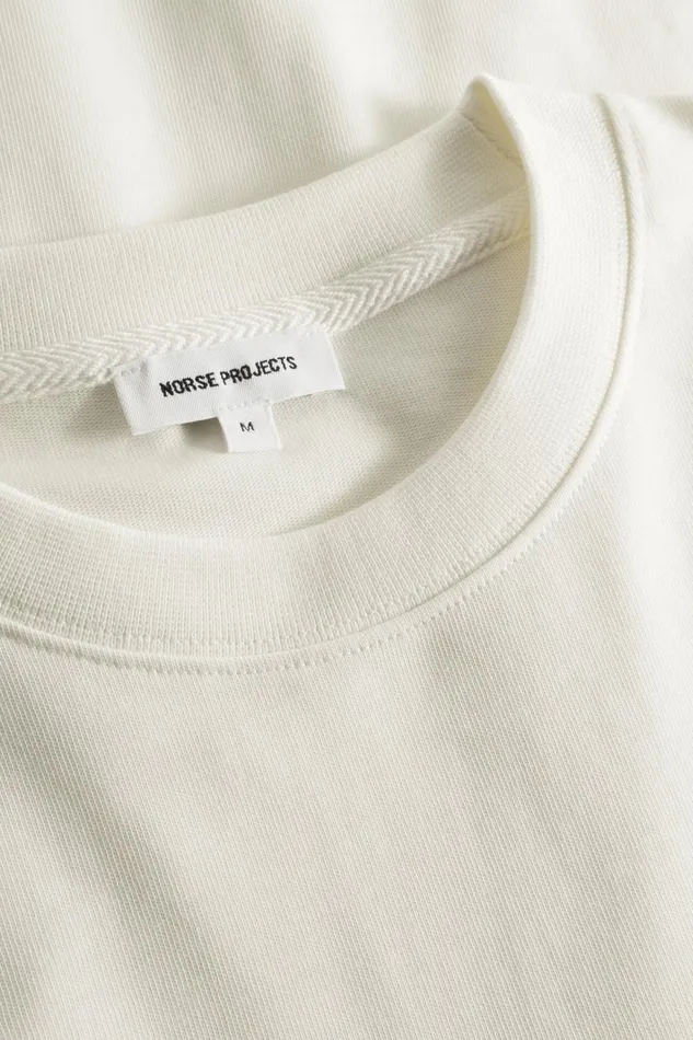 Men Johannes Organic Chain Stitch Logo Tshirt Ecru Norse Projects TShirts