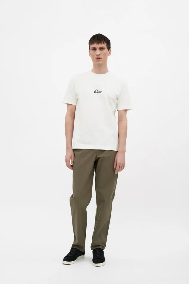 Men Johannes Organic Chain Stitch Logo Tshirt Ecru Norse Projects TShirts