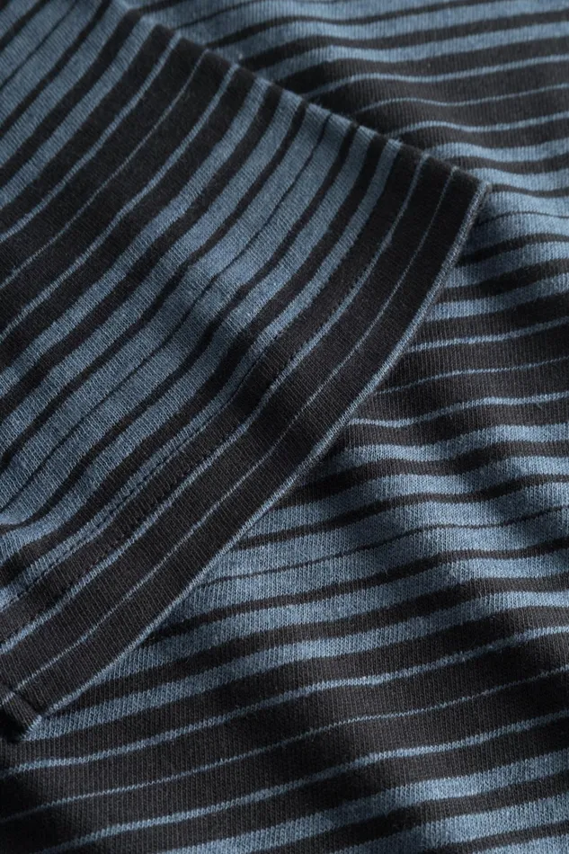 Men Johannes Spaced Stripe Tshirt Steel Blue Norse Projects TShirts