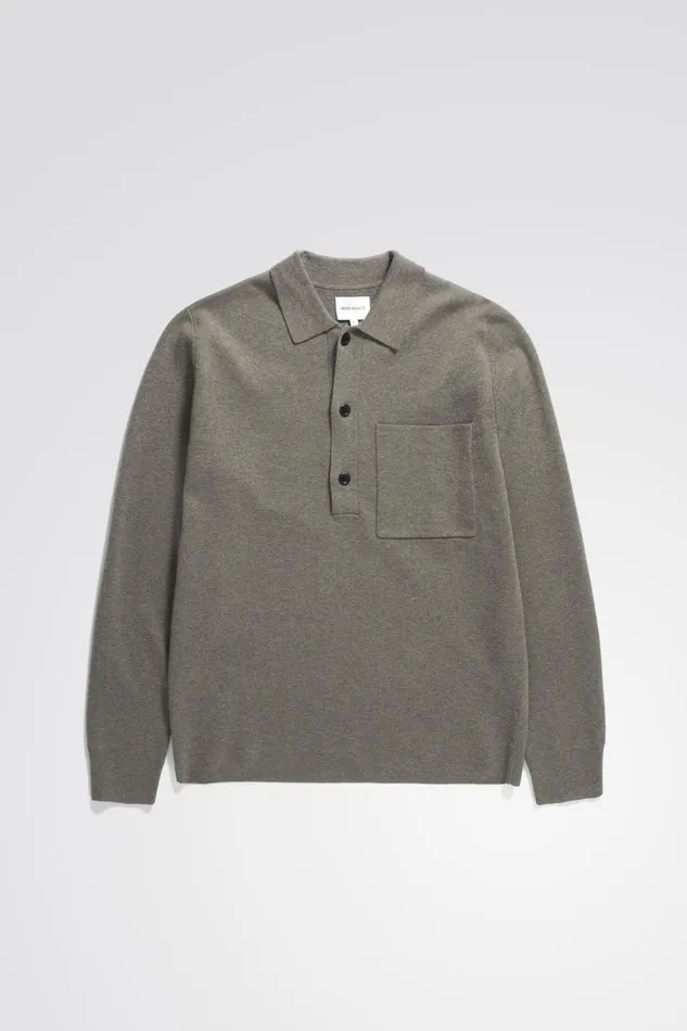 Men Kian Merino Cotton Milano Polo Warm Grey Norse Projects Knitwear