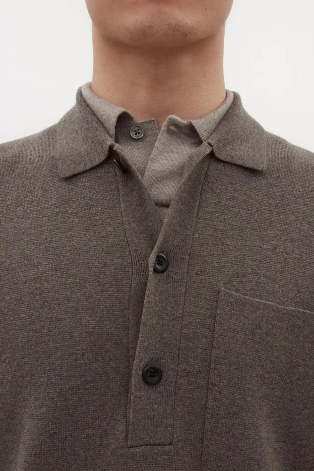 Men Kian Merino Cotton Milano Polo Warm Grey Norse Projects Knitwear