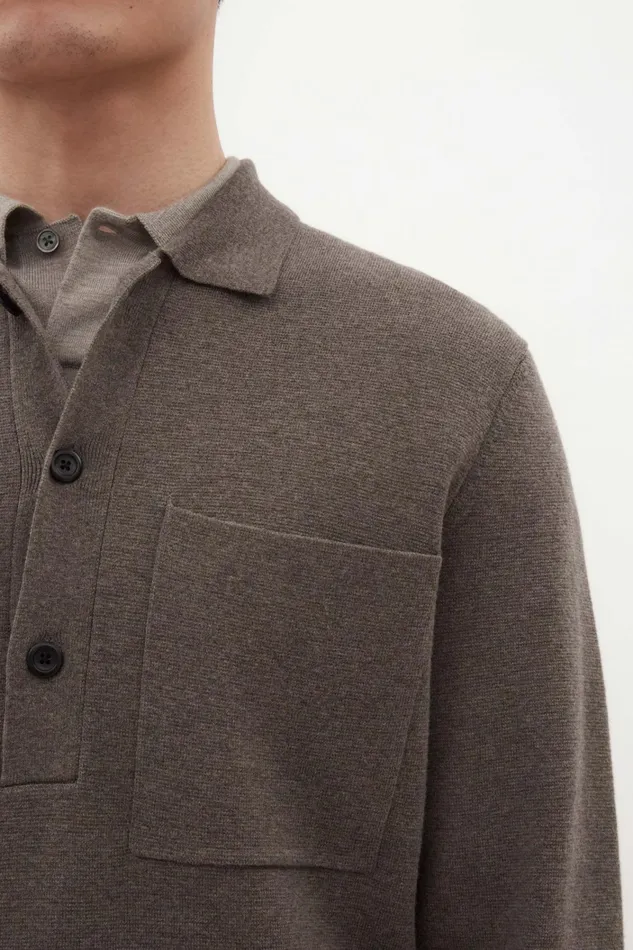 Men Kian Merino Cotton Milano Polo Warm Grey Norse Projects Knitwear