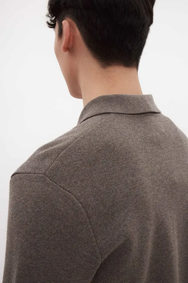 Men Kian Merino Cotton Milano Polo Warm Grey Norse Projects Knitwear