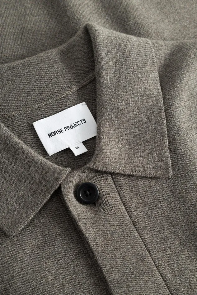 Men Kian Merino Cotton Milano Polo Warm Grey Norse Projects Knitwear