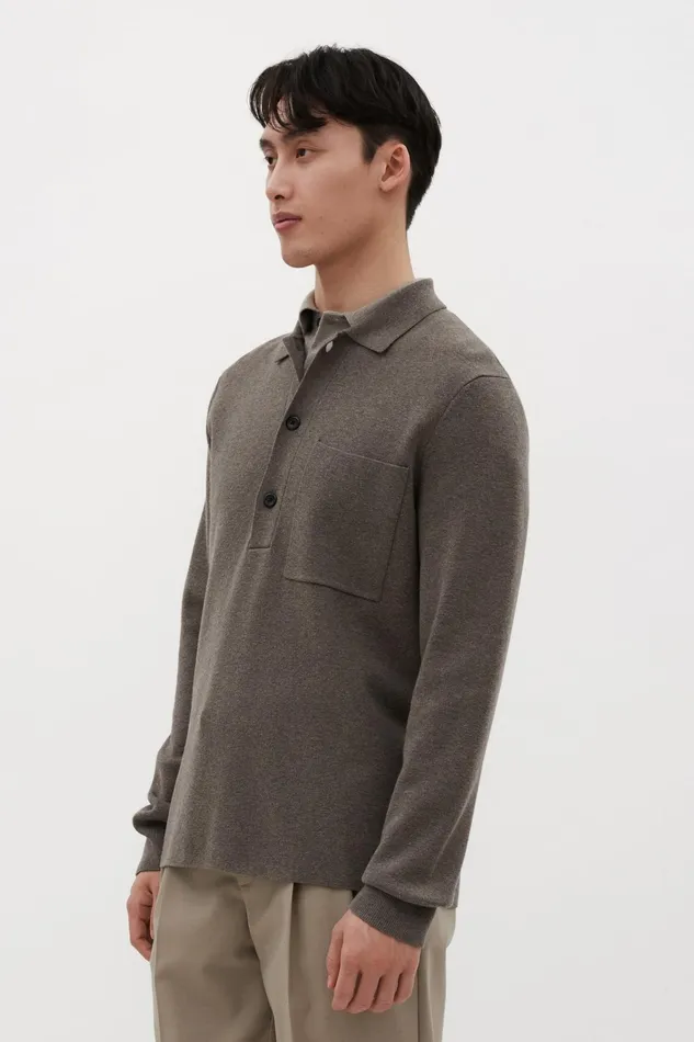 Men Kian Merino Cotton Milano Polo Warm Grey Norse Projects Knitwear