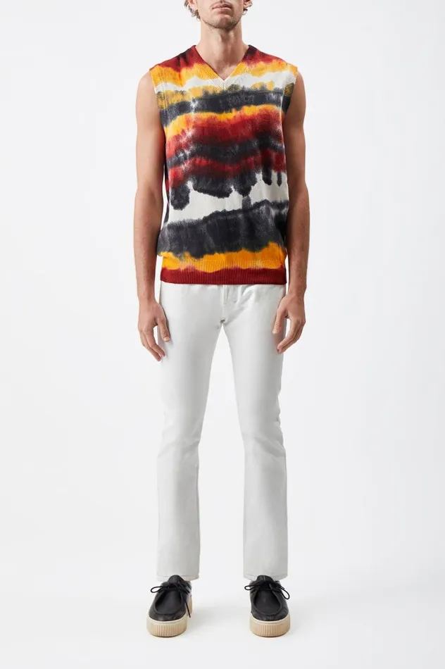 Men Knitwear Gabriela Hearst Fielding Knit Vest In Fire Tie Dye Cashmere