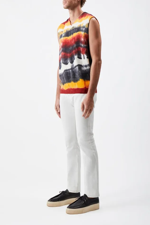 Men Knitwear Gabriela Hearst Fielding Knit Vest In Fire Tie Dye Cashmere