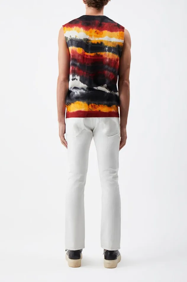 Men Knitwear Gabriela Hearst Fielding Knit Vest In Fire Tie Dye Cashmere