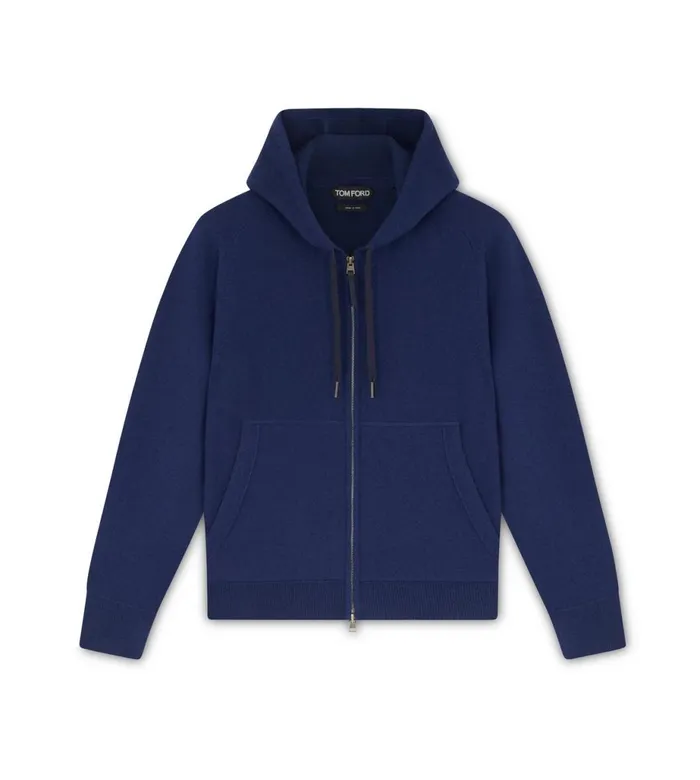 Men Knitwear Tom Ford Cashmere Merino Hoodie Dark Blue