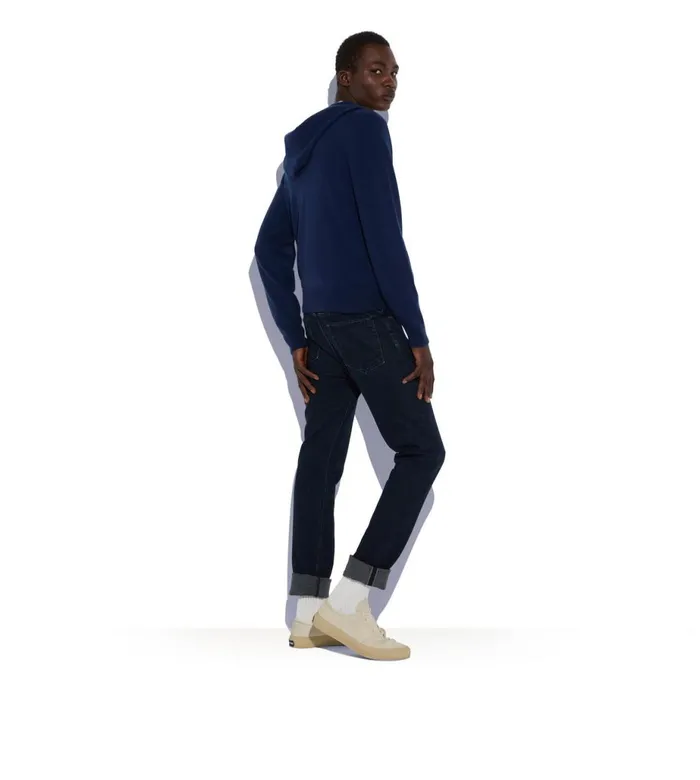 Men Knitwear Tom Ford Cashmere Merino Hoodie Dark Blue