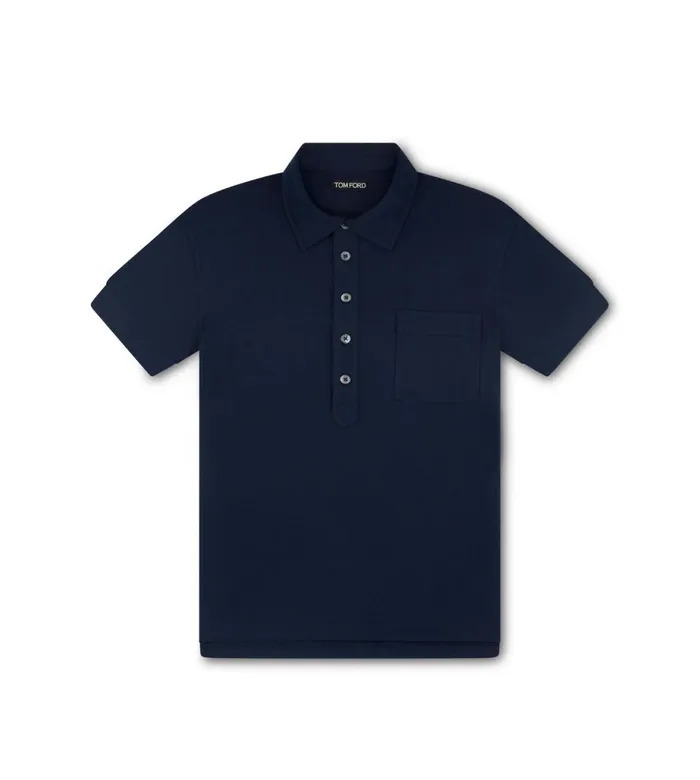 Men Knitwear Tom Ford Silk Blend Piquet Polo Navy