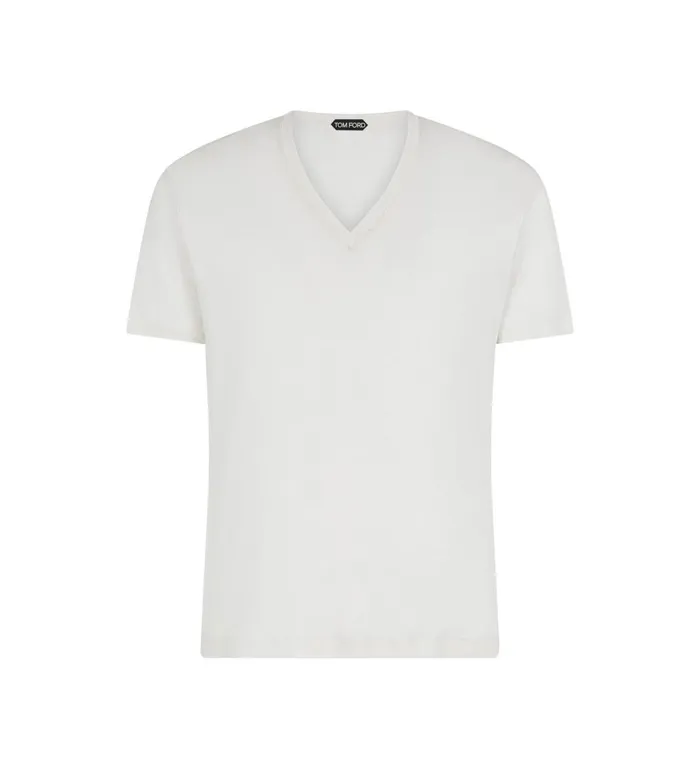 Men Knitwear Tom Ford Silk Sheer V Neck Ecru