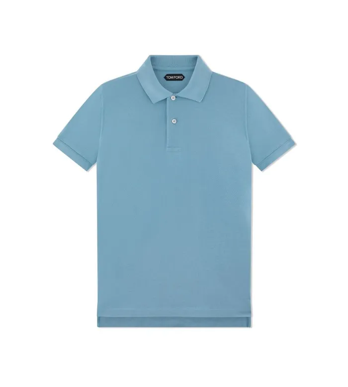 Men Knitwear Tom Ford Tennis Piquet Polo Light Blue