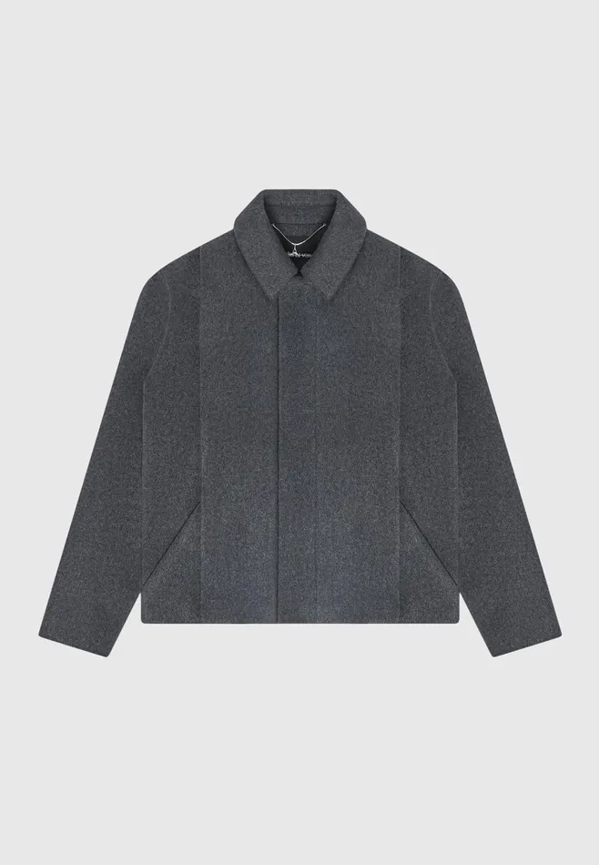 Men Manire De Voir Wool Blend Boxy Jacket With Pleat Charcoal Grey