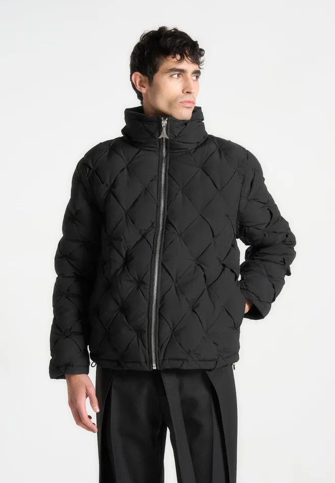 Men Manire De Voir Woven Interlock Puffer Jacket Black