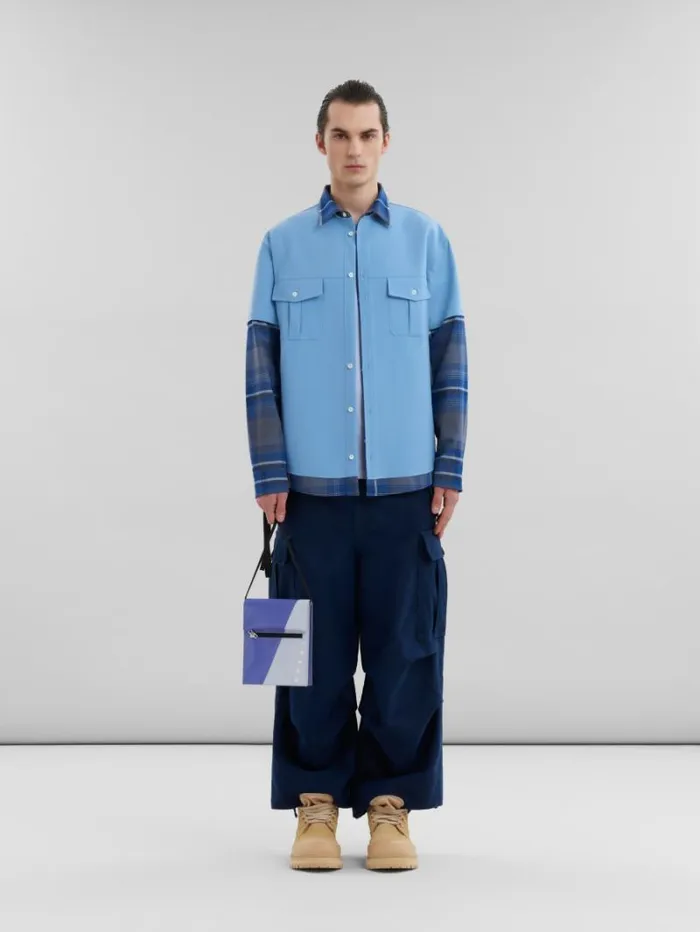 Men Marni Crossbody Bags Purple And Blue Tribeca Pouch With Shoelace Strap