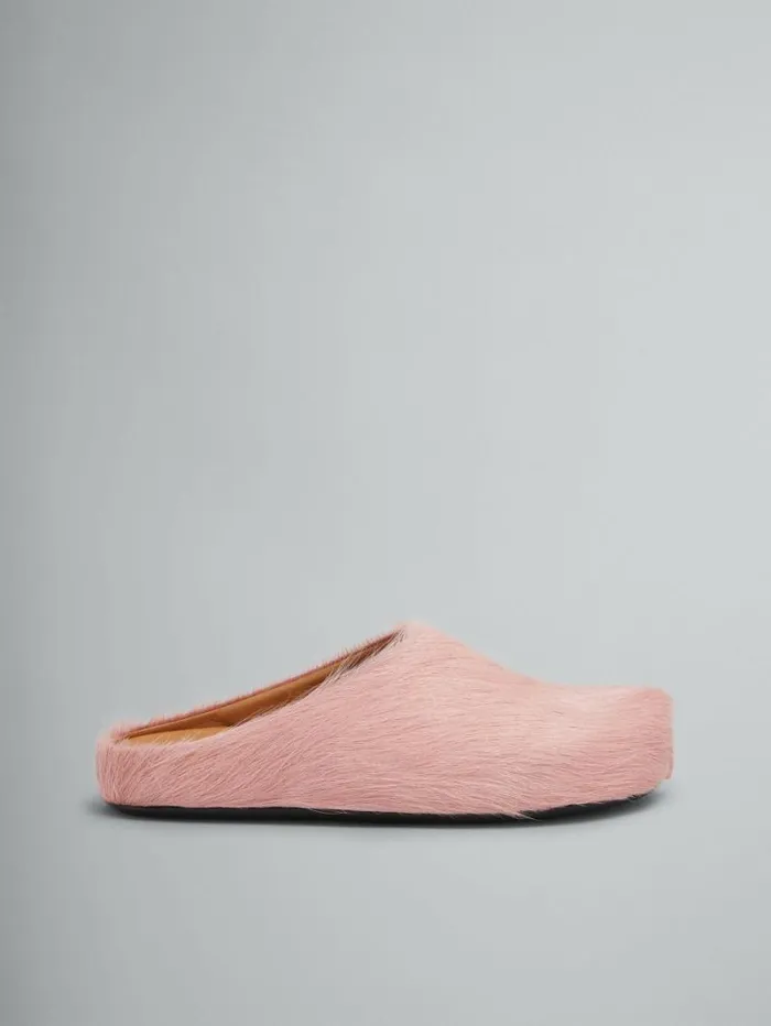 Men Marni Fussbett Sabot Pink LongHair Calfskin Fussbett Sabot