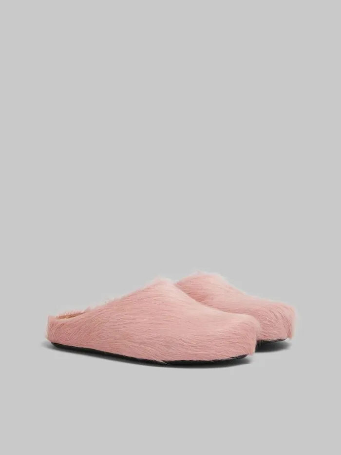 Men Marni Fussbett Sabot Pink LongHair Calfskin Fussbett Sabot