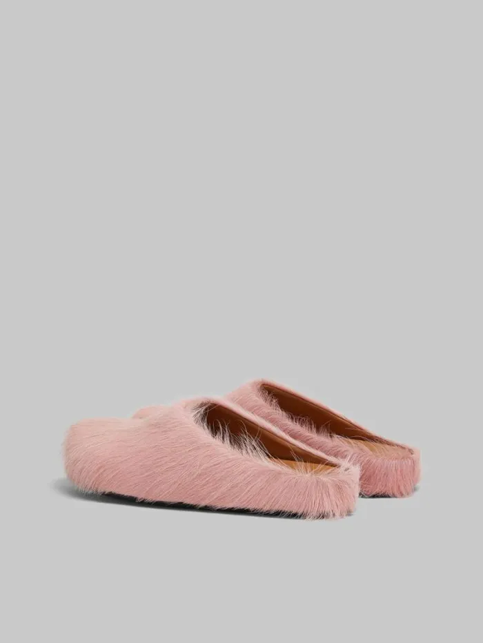 Men Marni Fussbett Sabot Pink LongHair Calfskin Fussbett Sabot