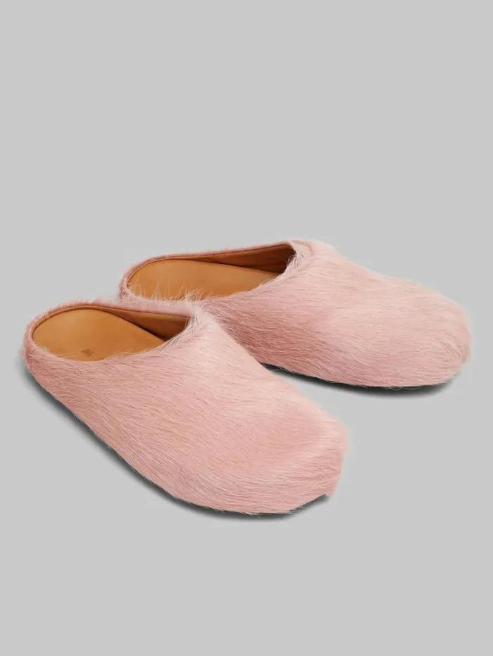Men Marni Fussbett Sabot Pink LongHair Calfskin Fussbett Sabot
