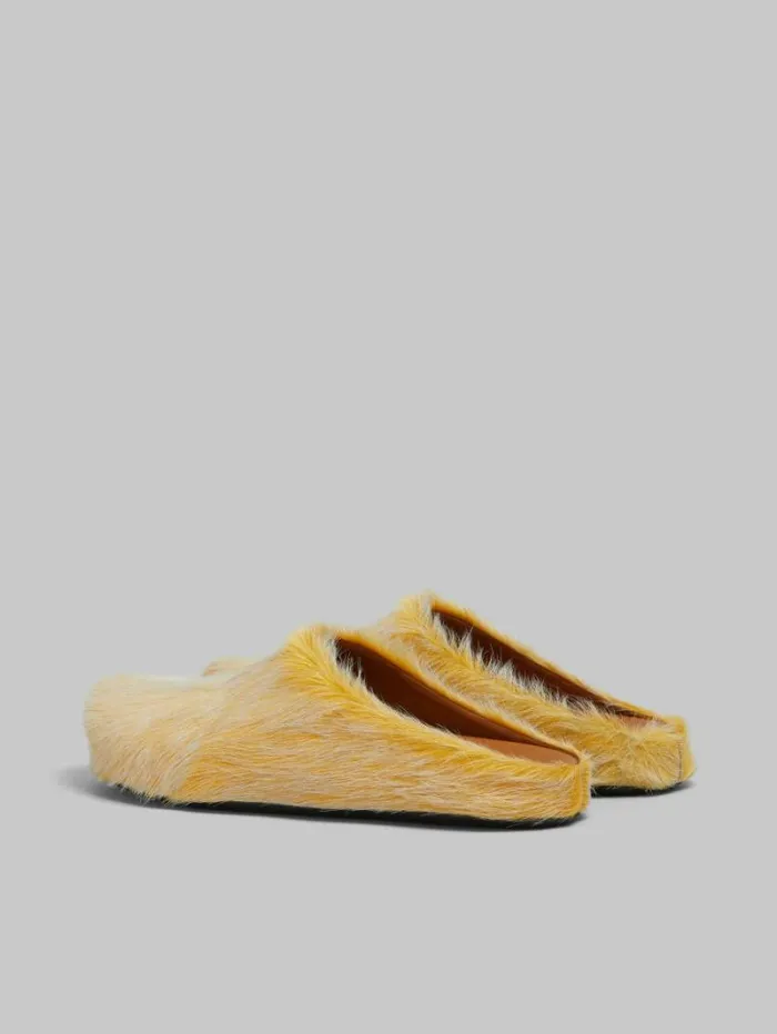 Men Marni Pablo Sneakers Yellow Long Hair Calfskin Fussbett Sabot