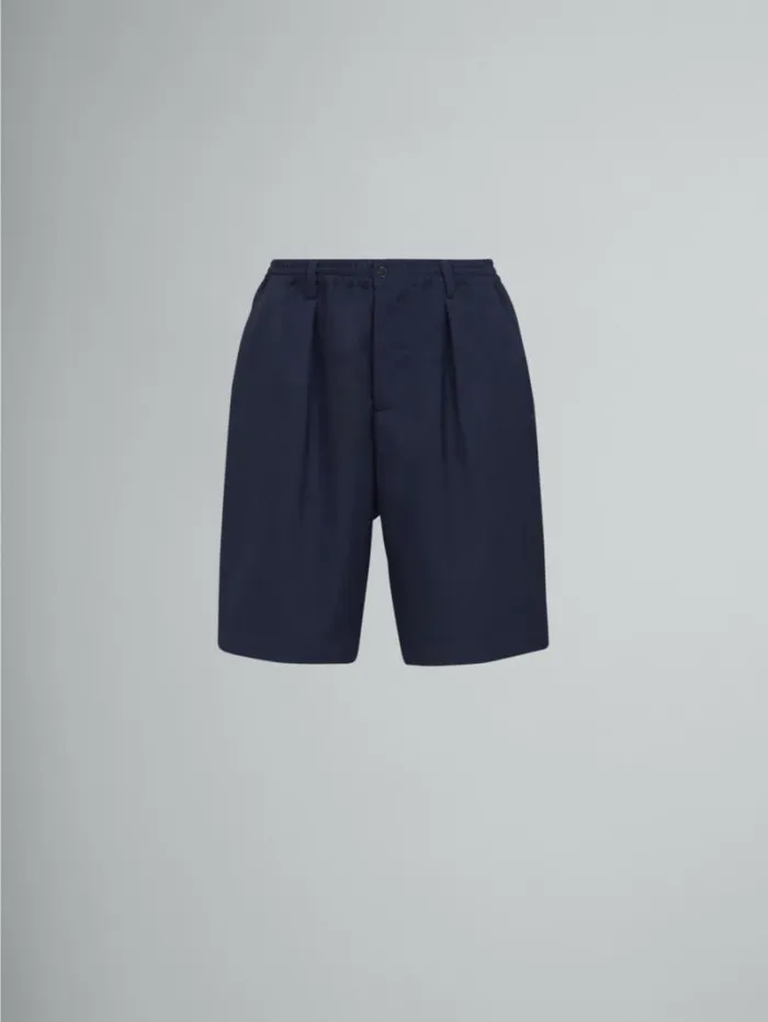 Men Marni Pants Blue Tropical Wool Bermuda Pants