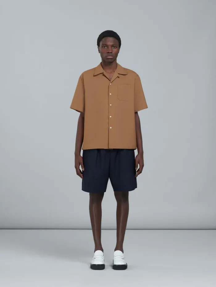 Men Marni Pants Blue Tropical Wool Bermuda Pants