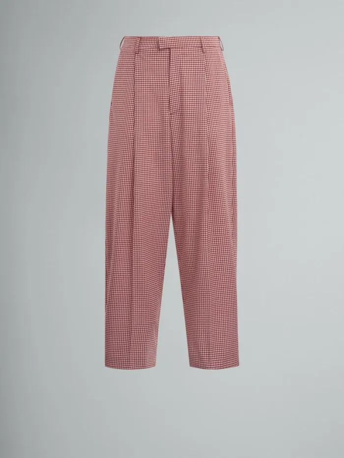 Men Marni Pants Red And White Gingham Wool Trousers