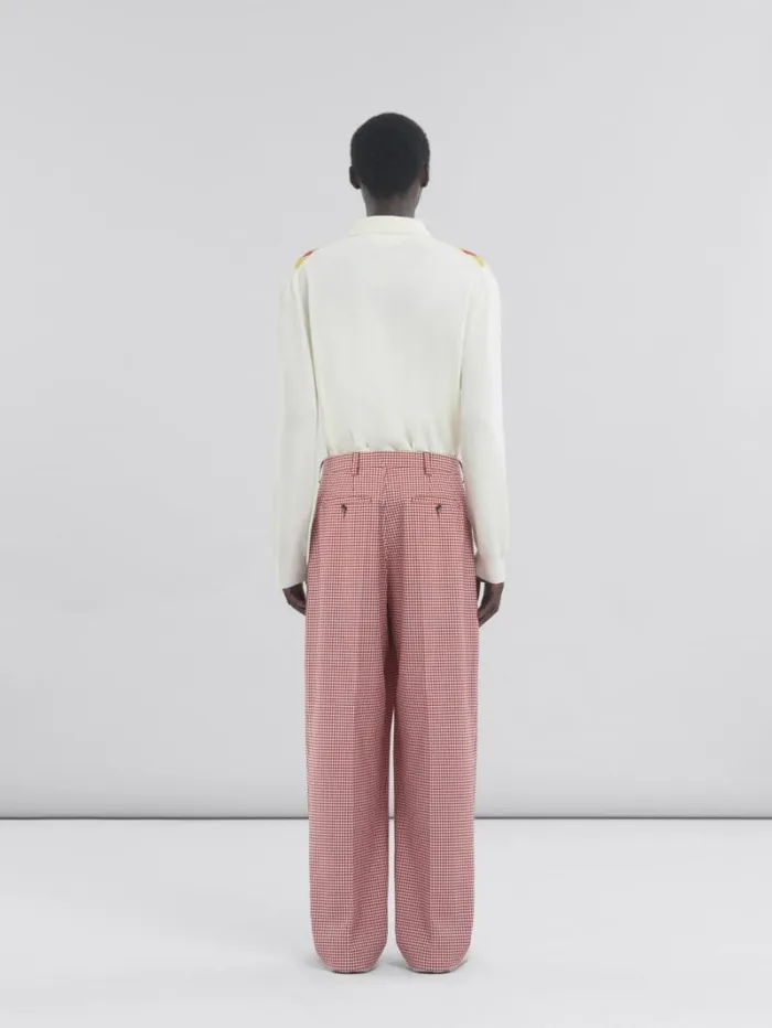 Men Marni Pants Red And White Gingham Wool Trousers