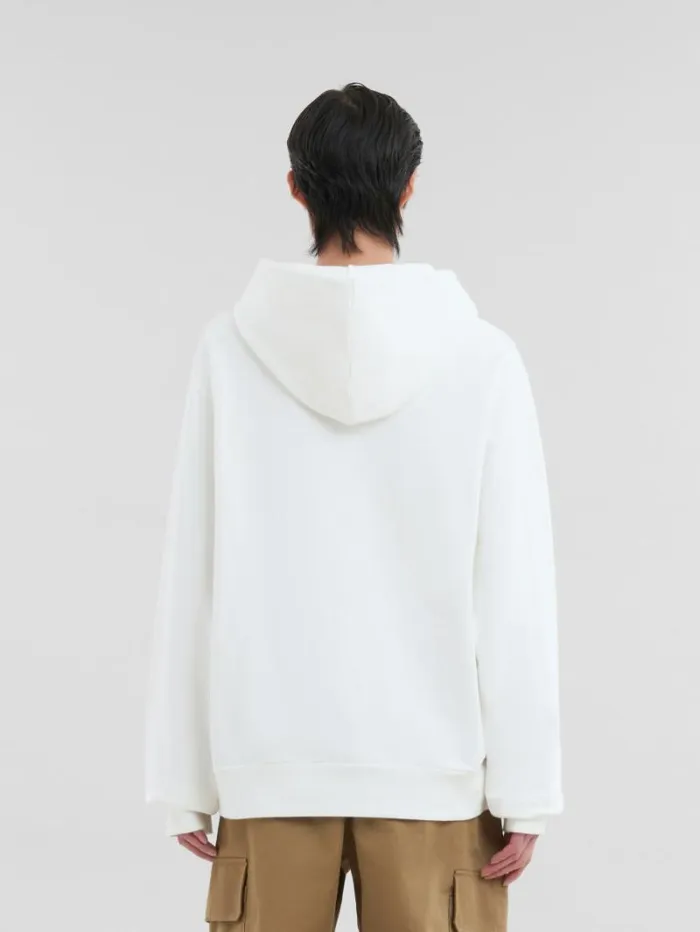 Men Marni Sweatshirts White Organic Cotton Hoodie With Mini Marni Print