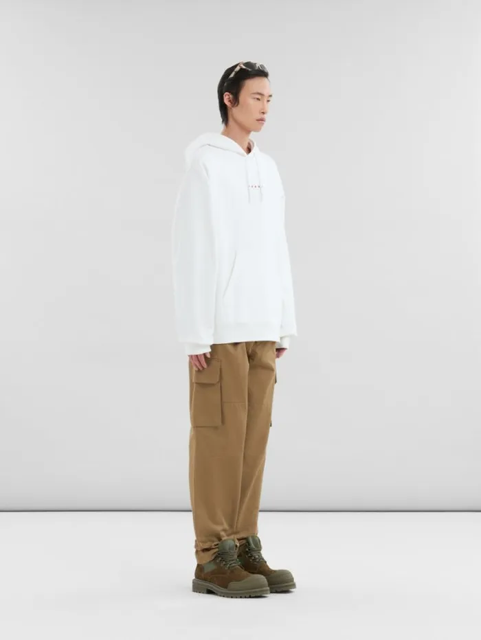 Men Marni Sweatshirts White Organic Cotton Hoodie With Mini Marni Print