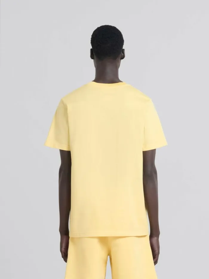 Men Marni Tops and Tshirts Yellow Organic Jersey RegularFit TShirt With Print