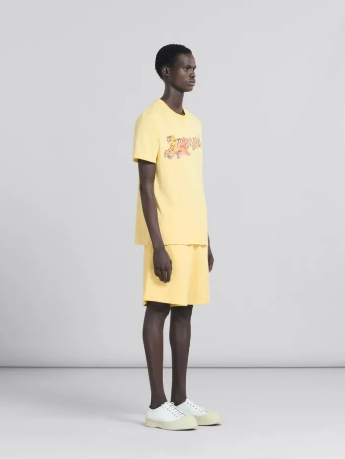 Men Marni Tops and Tshirts Yellow Organic Jersey RegularFit TShirt With Print