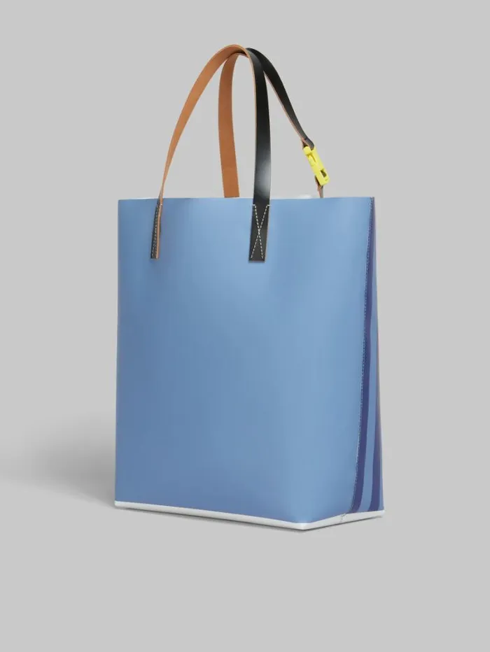 Men Marni Tote Bags Blue Striped Tribeca Shopping Bag With Marni Logo